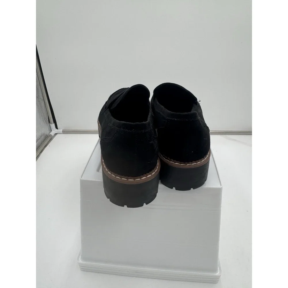 Jellypop Paris Women's Sz 11m Chunky Black Suede Platform Loafers Lug Sole - Picture 3 of 7